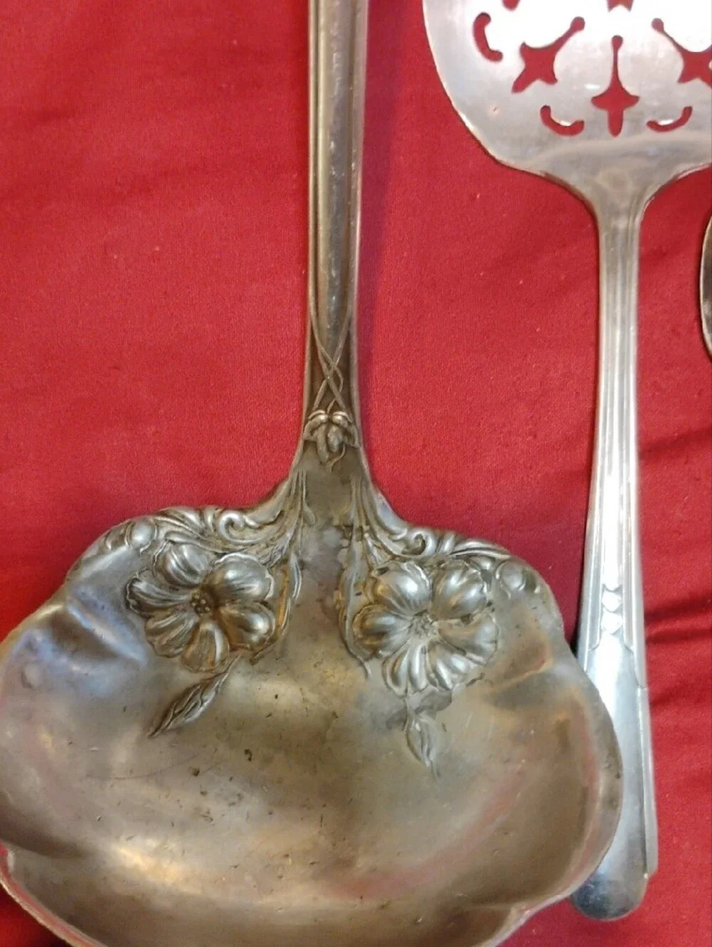Antique/Vintage Silver-Plated Serving Utensil Set - Classic Silver